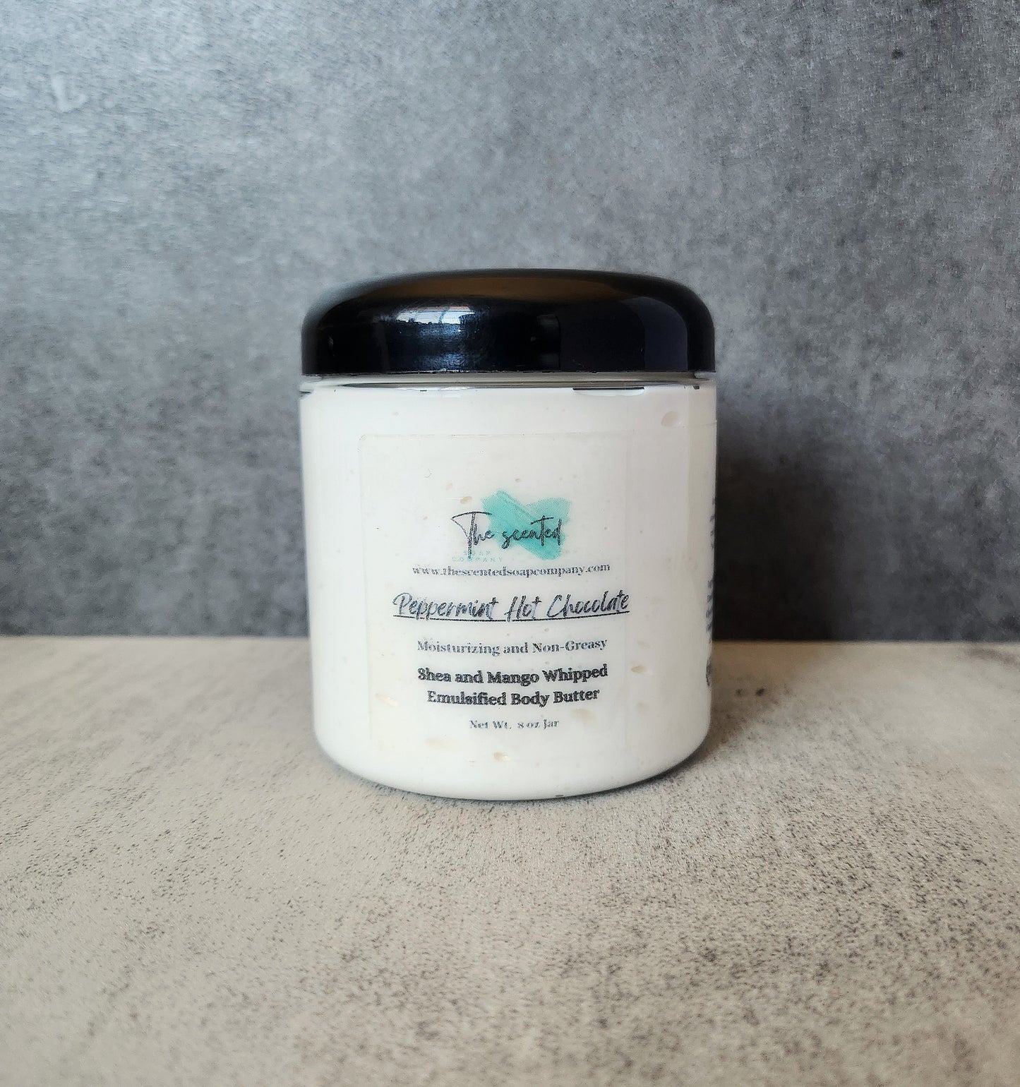 HOT CHOCOLATE and PEPPERMINT Shea Butter and Mango Butter Moisturizing Emulsified Body Butter 8 oz