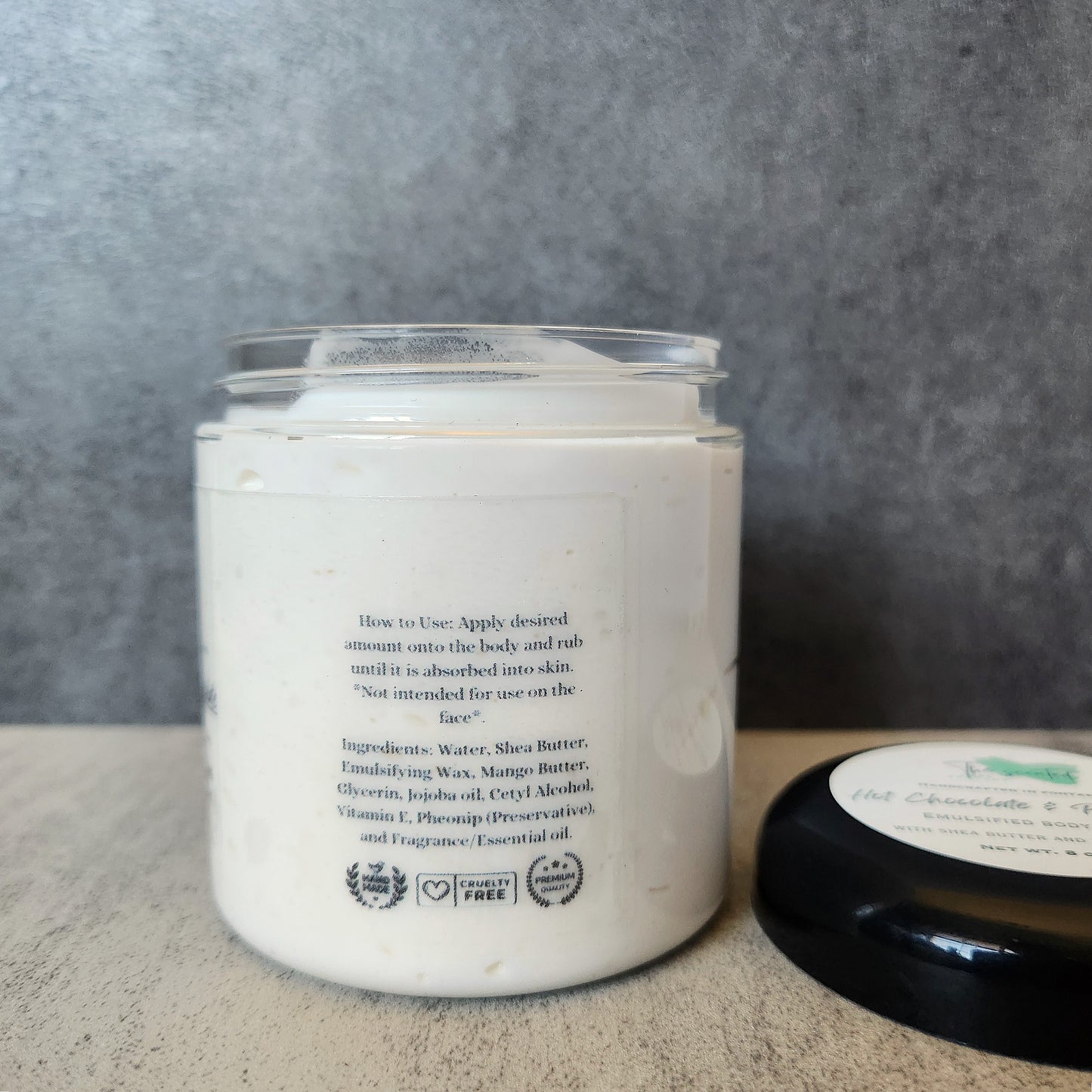 HOT CHOCOLATE and PEPPERMINT Shea Butter and Mango Butter Moisturizing Emulsified Body Butter 8 oz