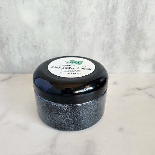 BLACK LEATHER & VETIVER Men's Foot Scrub with Activated Charcoal Exfoliating Foot Scrub (Emulsified) 4oz Jar