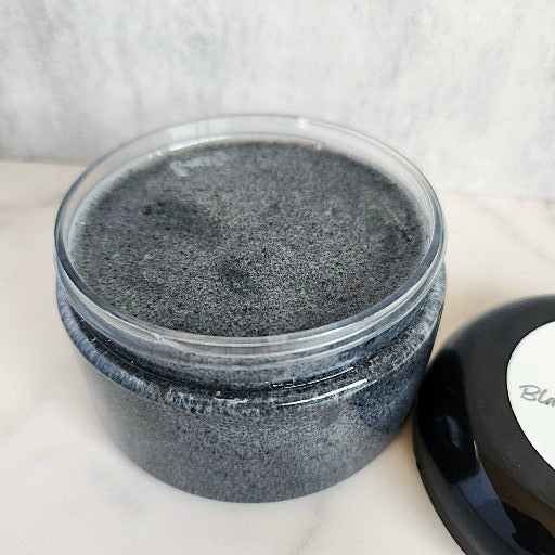 BLACK LEATHER & VETIVER Men's Foot Scrub with Activated Charcoal Exfoliating Foot Scrub (Emulsified) 4oz Jar