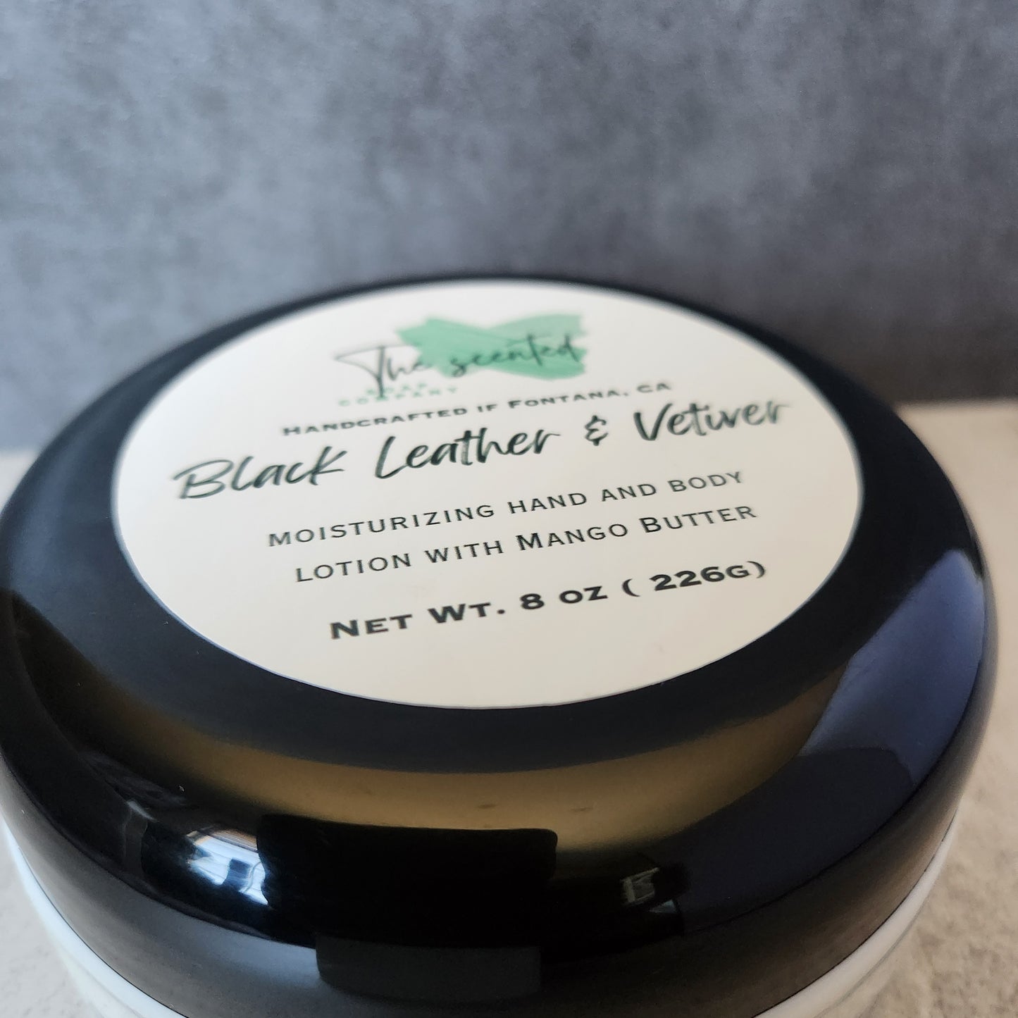BLACK LEATHER and VETIVER Men's Moisturizing Hand and Body Lotion 8 oz Jar