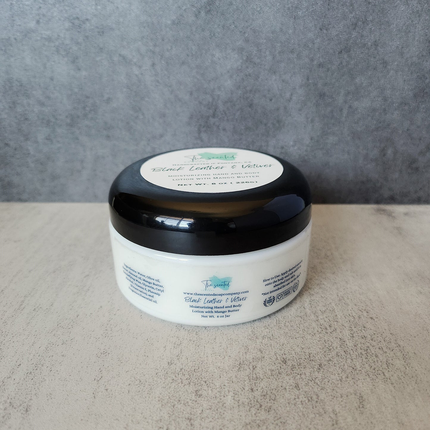 BLACK LEATHER and VETIVER Men's Moisturizing Hand and Body Lotion 8 oz Jar