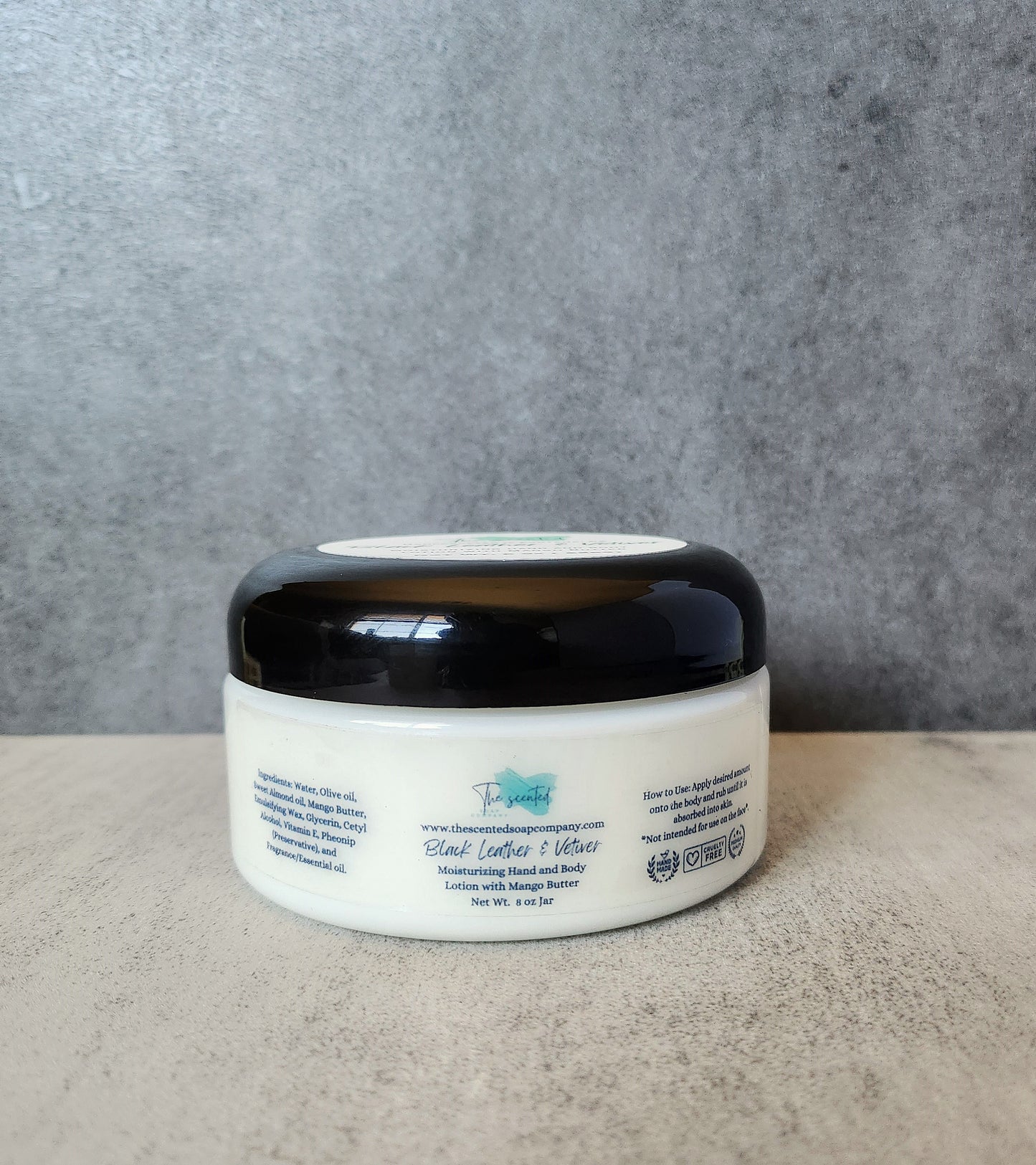BLACK LEATHER and VETIVER Men's Moisturizing Hand and Body Lotion 8 oz Jar