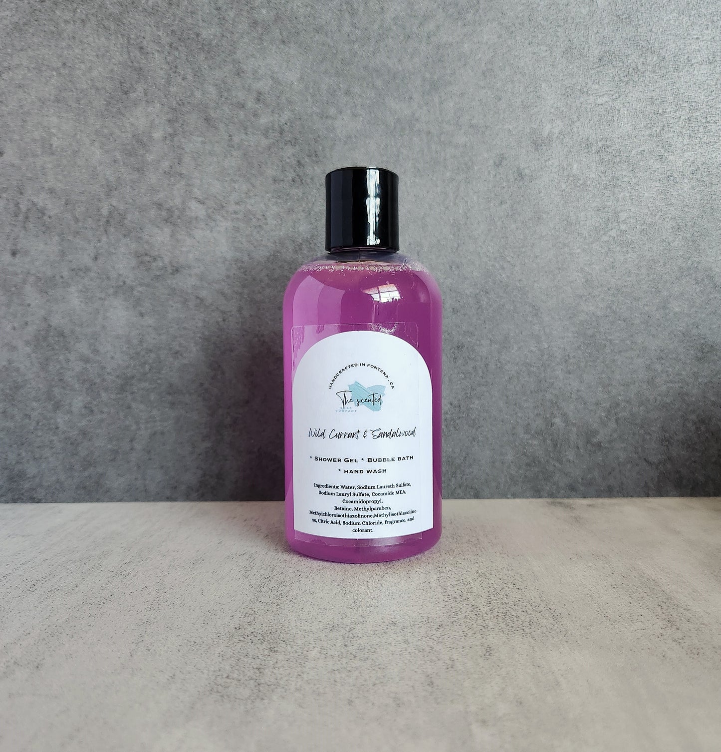 WILD CURRANT and SANDALWOOD Shower Gel Body Wash Bubble Bath Hand Soap Liquid Soap 8 oz bottle