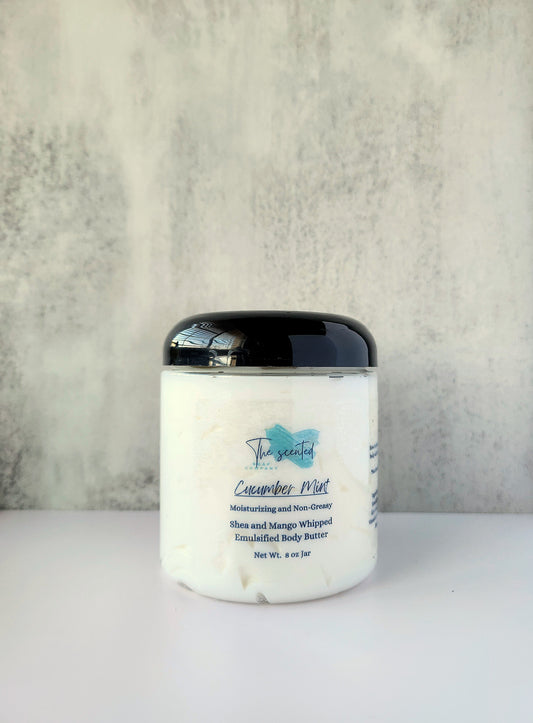 CUCUMBER MINT Emulsified Body Butter Shea Butter and Mango Butter Moisturizing Body Butter 8 oz