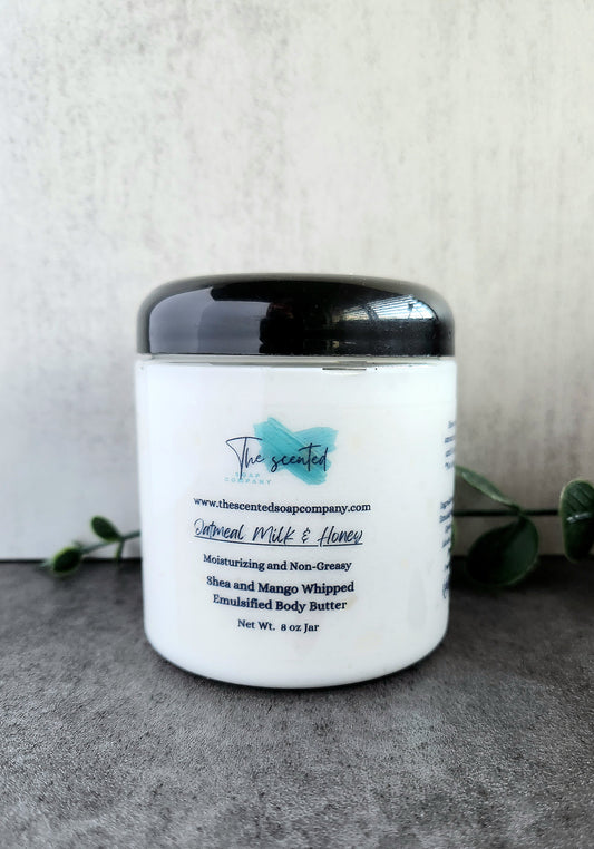 Oatmeal Milk & Honey Shea Butter and Mango Butter Moisturizing Emulsified Body Butter 8 oz